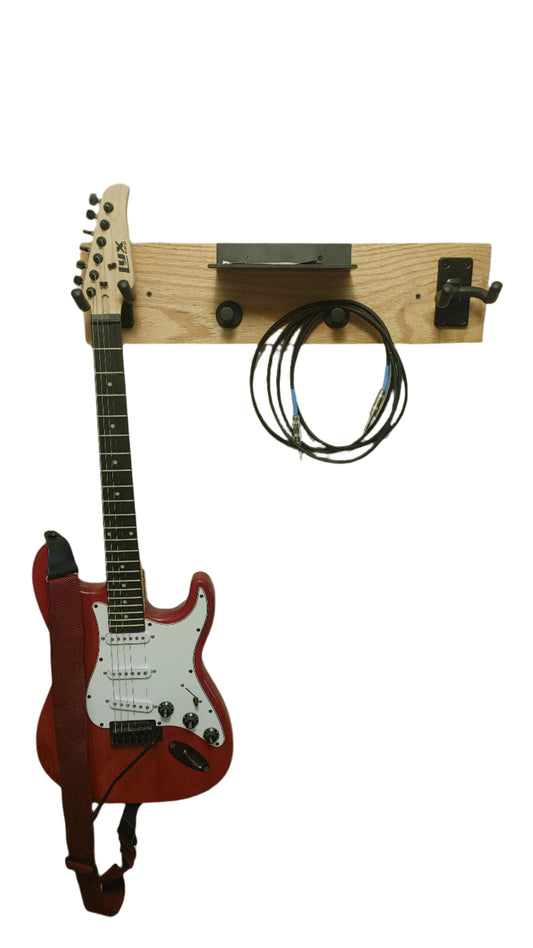 24" Double Guitar Wall Mount Oak and Metal