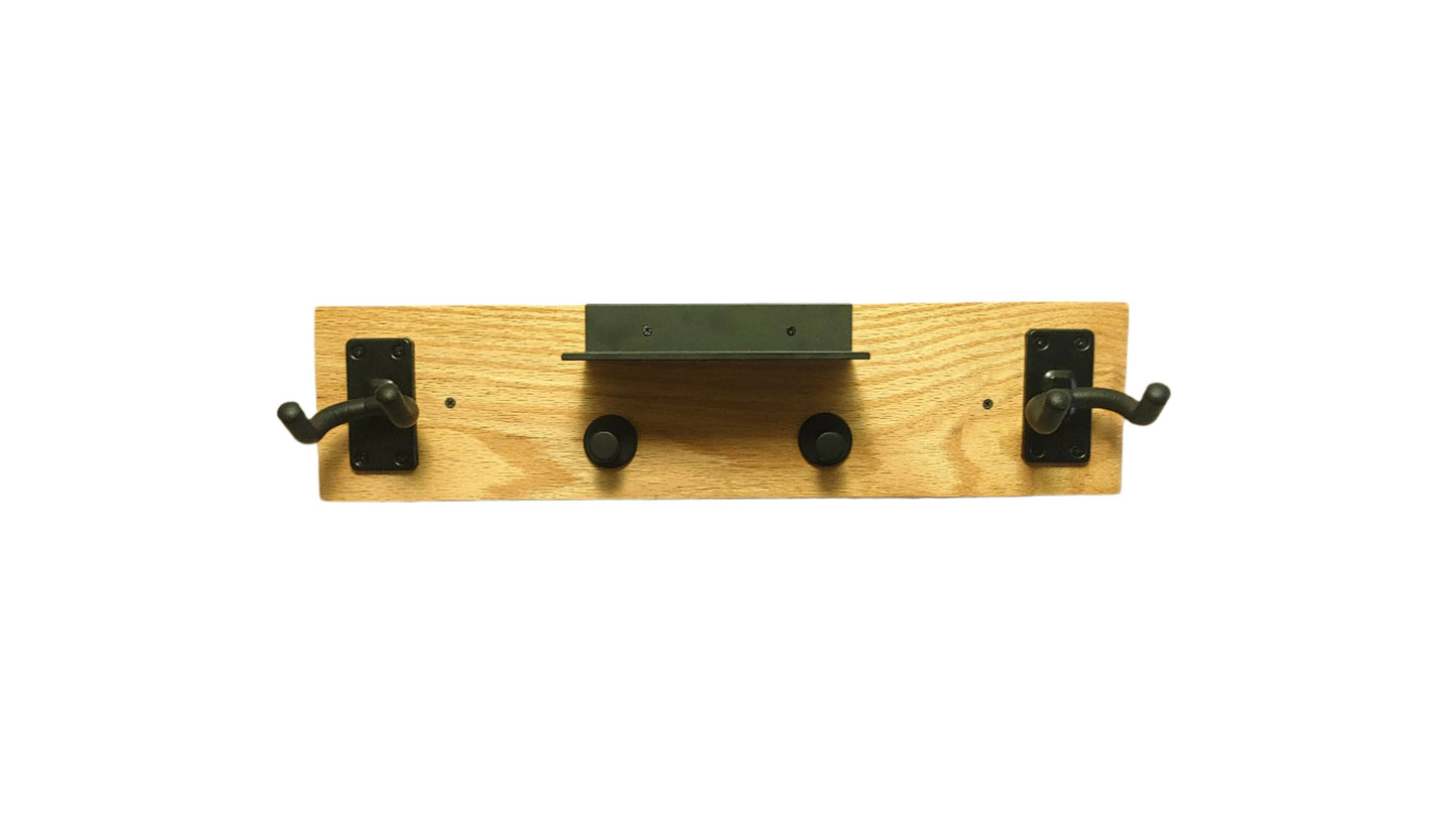 24" Double Guitar Wall Mount Oak and Metal