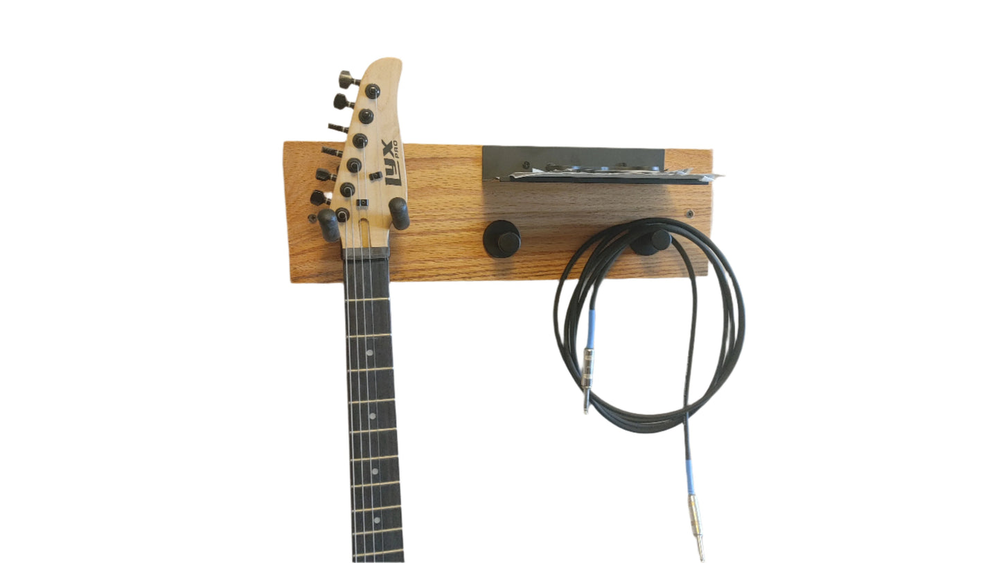 18" Guitar Wall Mount Oak and Metal