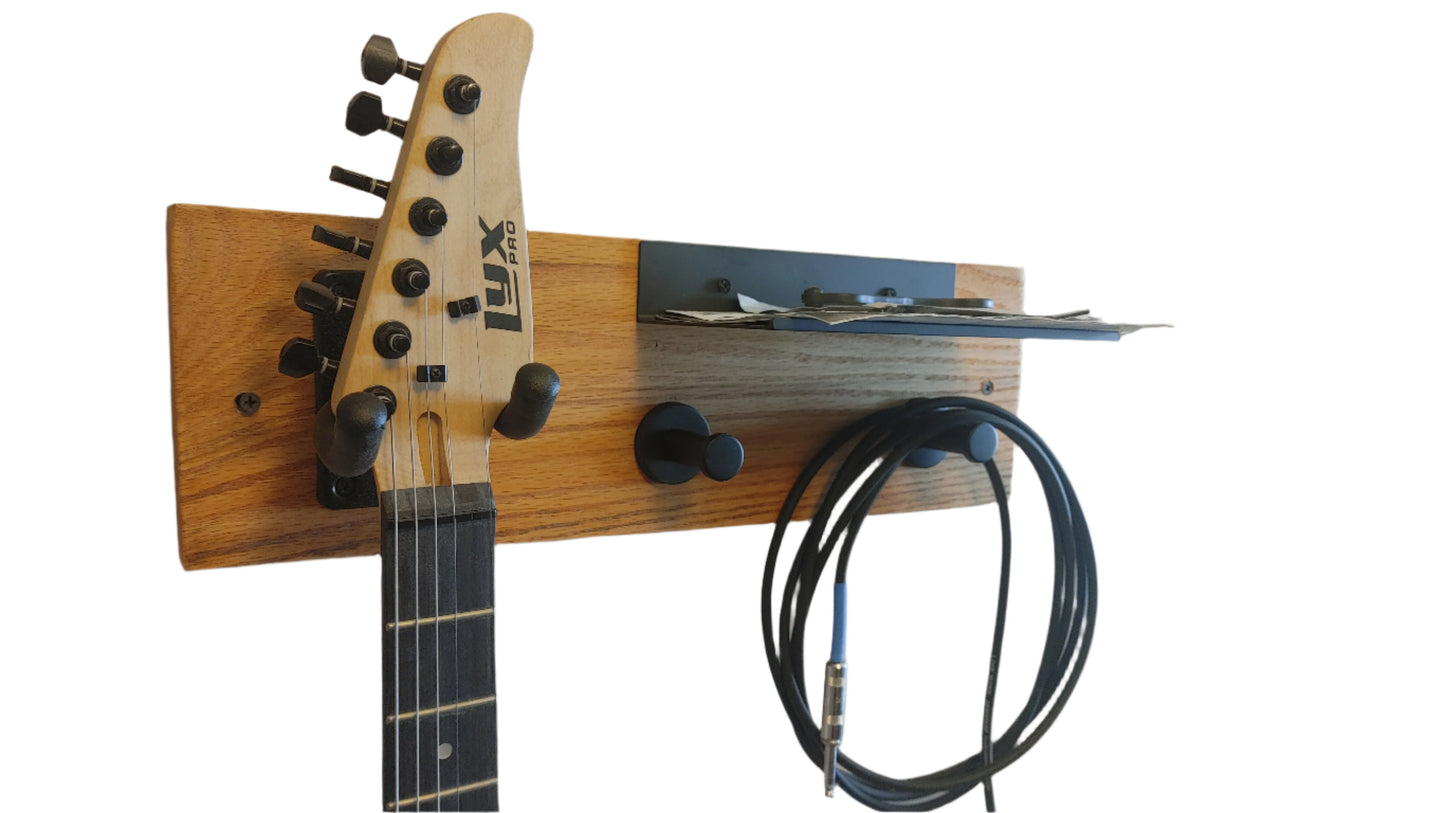 18" Guitar Wall Mount Oak and Metal